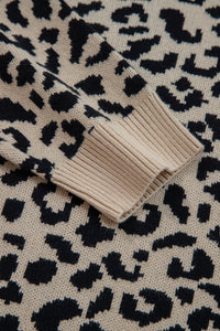 KaleaBoutique Stylish Leopard Drop Shoulder Chunky Knitted Cardigan Sweater - KaleaBoutique.com