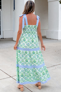 KaleaBoutique Stylish Geometric Floral Print Striped Patchwork Detail Sleeveless Dress（Runs Small ） - KaleaBoutique.com