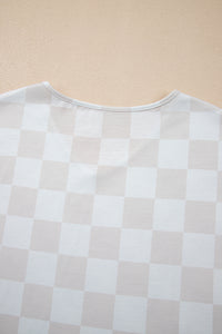 KaleaBoutique Stylish Checkered V Neck Tee Drawstring Shorts Lounge Set - KaleaBoutique.com