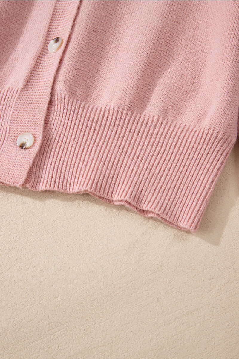 KaleaBoutique Stylish Textured Knit Pearl Beaded Button Up Cardigan - KaleaBoutique.com