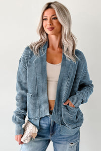 KaleaBoutique Stylish Mineral Wash Exposed Seam Patchwork Knit Open Sweater Cardigan - KaleaBoutique.com