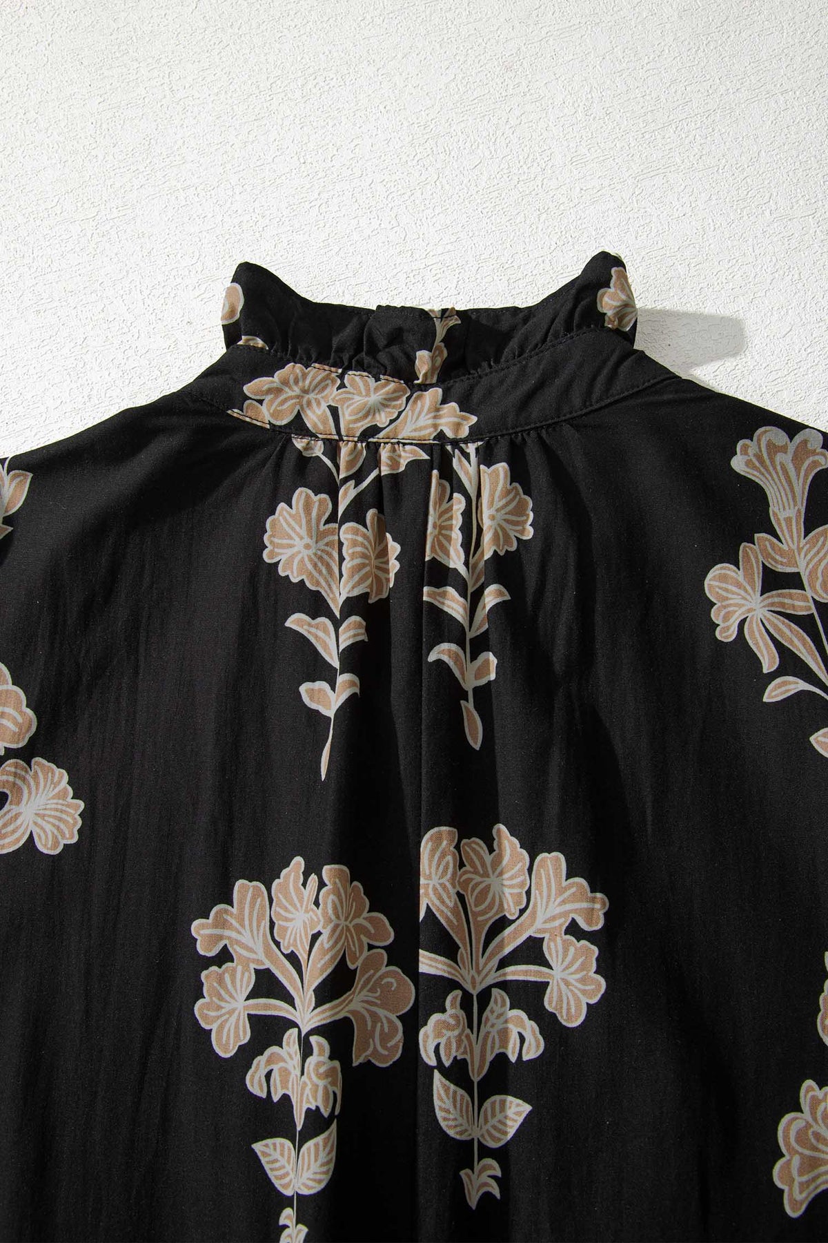 KaleaBoutique Comfortable Floral Print Frilled Collar Short Puff Sleeve Maxi Dress - KaleaBoutique.com