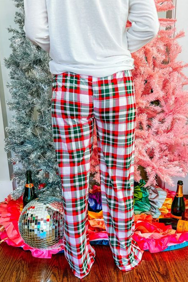 KaleaBoutique Stylish Merry Christmas Plaid Print Two Piece Lounge Set - KaleaBoutique.com