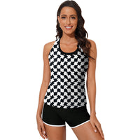 Women's Three-Piece Racerback Tankini Set with Swim Shorts - KaleaBoutique.com
