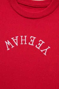 KaleaBoutique Stylish YEEHAW Embroidered Letter Loose Short Sleeve Sweater - KaleaBoutique.com
