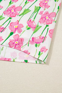 KaleaBoutique Floral Print Contrast Trim V Neck Double Ruffled Short Sleeve Blouse - KaleaBoutique.com