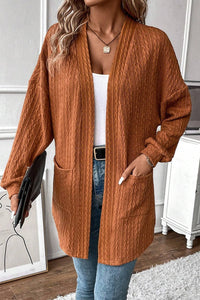 KaleaBoutique Stylish Textured Knit Side Pockets Open Front Cardigan - KaleaBoutique.com