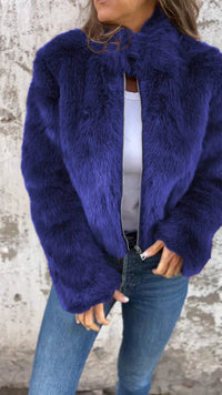 KaleaBoutique Women's Faux-Fur Stand-Collar Zip Jacket - KaleaBoutique.com