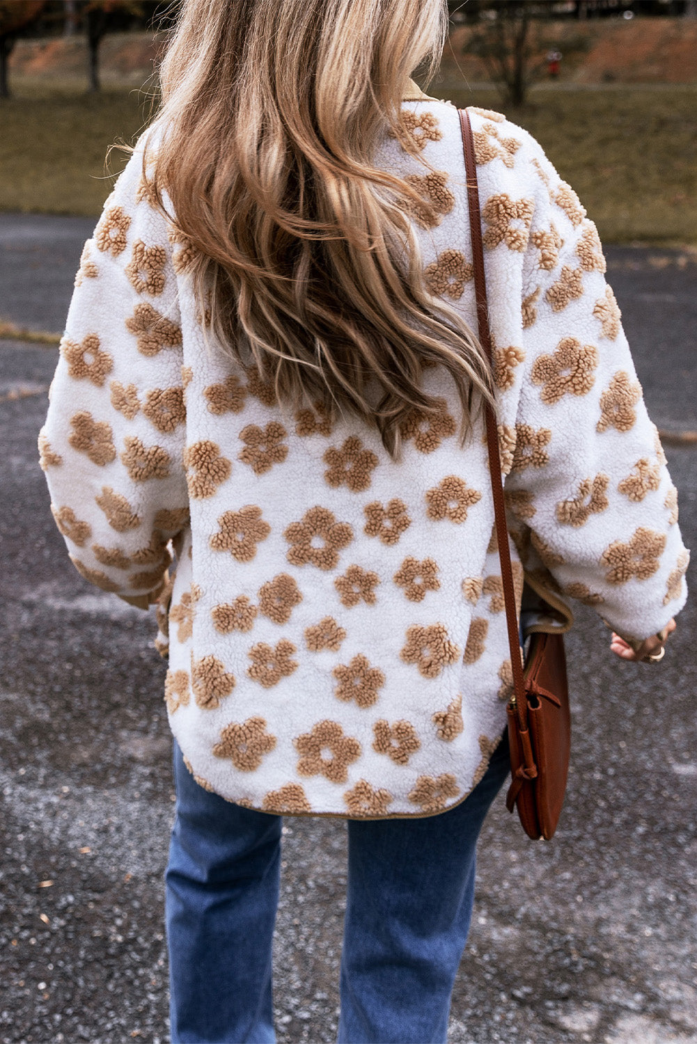 Cute Flower Pattern Button Up Fleece Jacket - KaleaBoutique.com