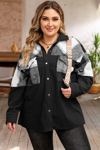 Plaid Patchwork Plus Size Corduroy Shacket - KaleaBoutique.com