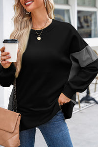 Corduroy Patched Side Slit Sweatshirt - KaleaBoutique.com