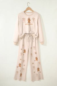 KaleaBoutique Stylish Comfortable Gingerbread Bakery Christmas Print 2 Pcs Lounge Set - KaleaBoutique.com