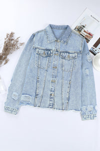 KaleaBoutieque Chic Lapel Distressed Raw Hem Buttons Denim Jacket - KaleaBoutique.com