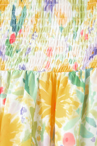 KaleaBoutique Comfortable Floral Print Contrast Stitched Knot Denim Straps High Waist Dress - KaleaBoutique.com