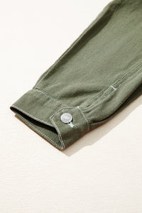Patched Pocket Collared Button Front Boyfriend Denim Jacket - KaleaBoutique.com