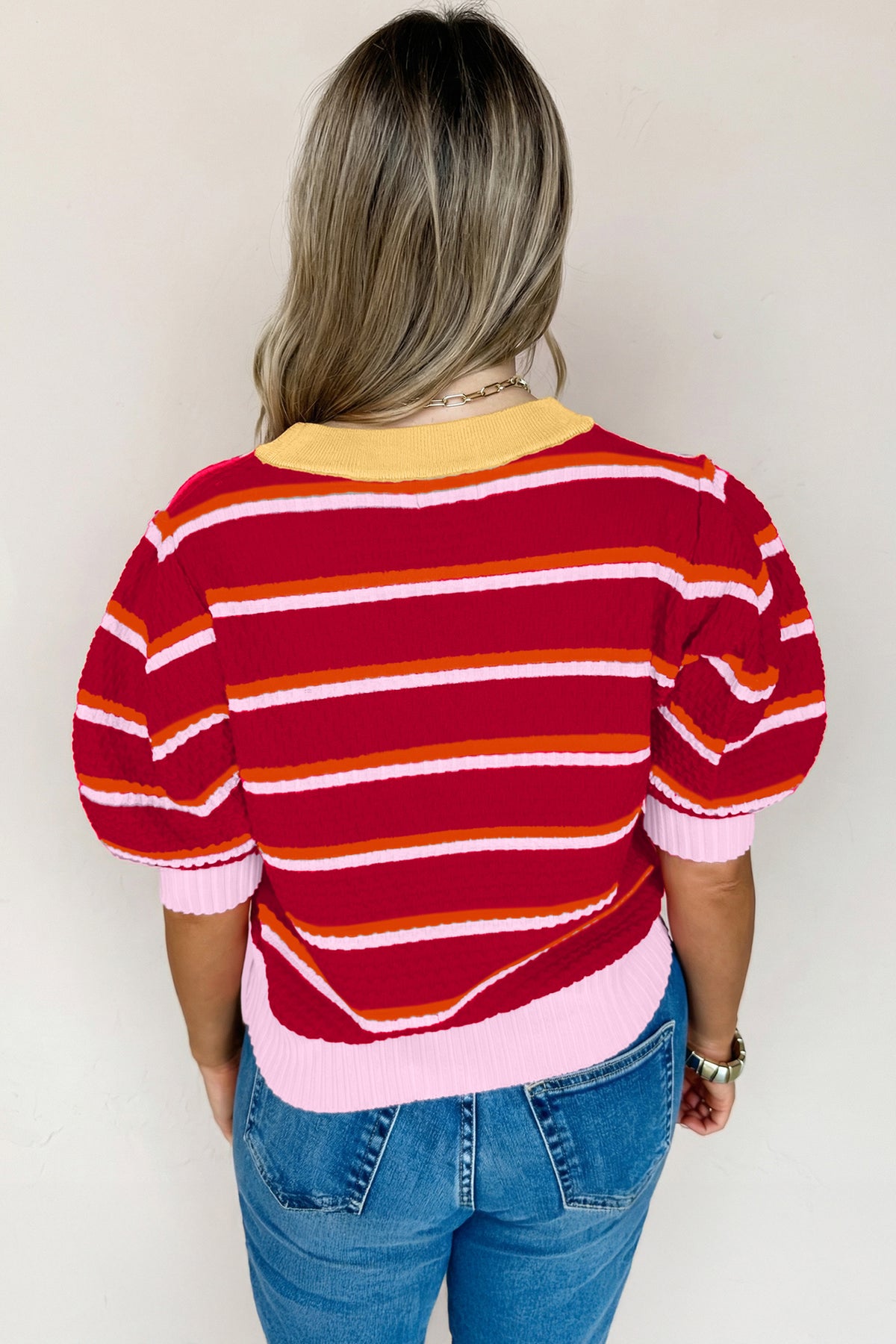 KaleaBoutique Stylish Colorblock Trim Half Sleeve Sweater Top - KaleaBoutique.com