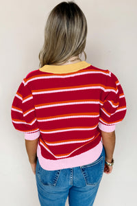 KaleaBoutique Stylish Colorblock Trim Half Sleeve Sweater Top - KaleaBoutique.com