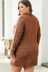 KaleaBoutique Stylish Cable Knit Drop Shoulder Loose Fit Sweater Dress - KaleaBoutique.com