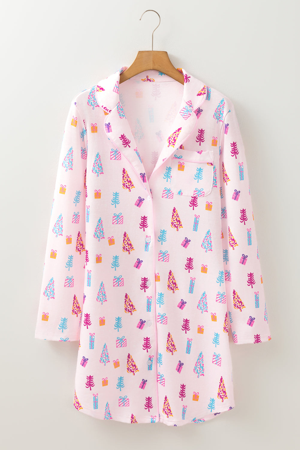 KaleaBoutique Comfortable Christmas Twinkle Tree Print Shirt Sleep Dress - KaleaBoutique.com