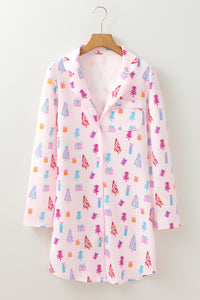 KaleaBoutique Comfortable Christmas Twinkle Tree Print Shirt Sleep Dress - KaleaBoutique.com