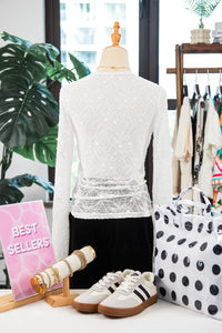 KaleaBoutique Comfortable Long Sleeve Sheer Mesh Lace Top - KaleaBoutique.com