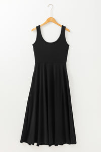 KaleaBoutique Chic Sleeveless Scoop Neck Flared Split Midi Dress - KaleaBoutique.com