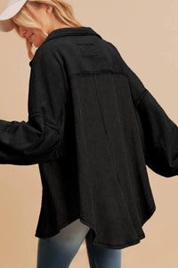 Waffle Knit Patchwork Exposed Seam Loose Shacket - KaleaBoutique.com