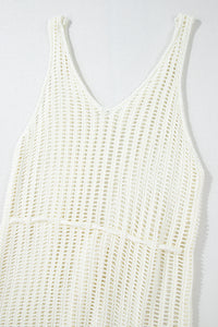 Crochet Fishnet Fringed Edge V Neck Beach Cover Up - KaleaBoutique.com