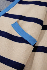 Colorblock Drop Shoulder Buttoned Loose Cardigan - KaleaBoutique.com