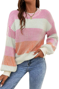 KaleaBoutique Colorblock Textured Knit Bubble Sleeve Sweater - KaleaBoutique.com