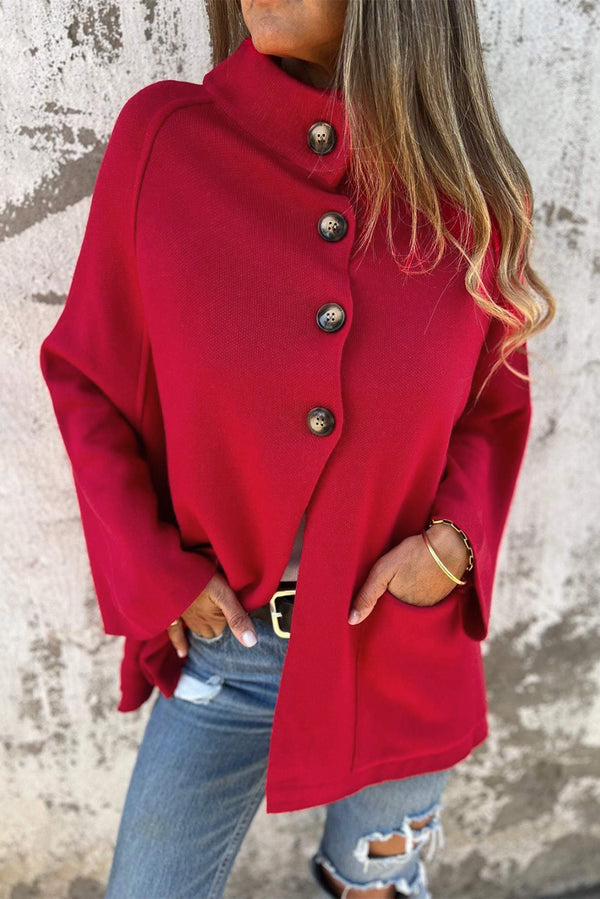 KaleaBoutique Comfortable Collared Button Front Wrapped Cardigan Jacket - KaleaBoutique.com