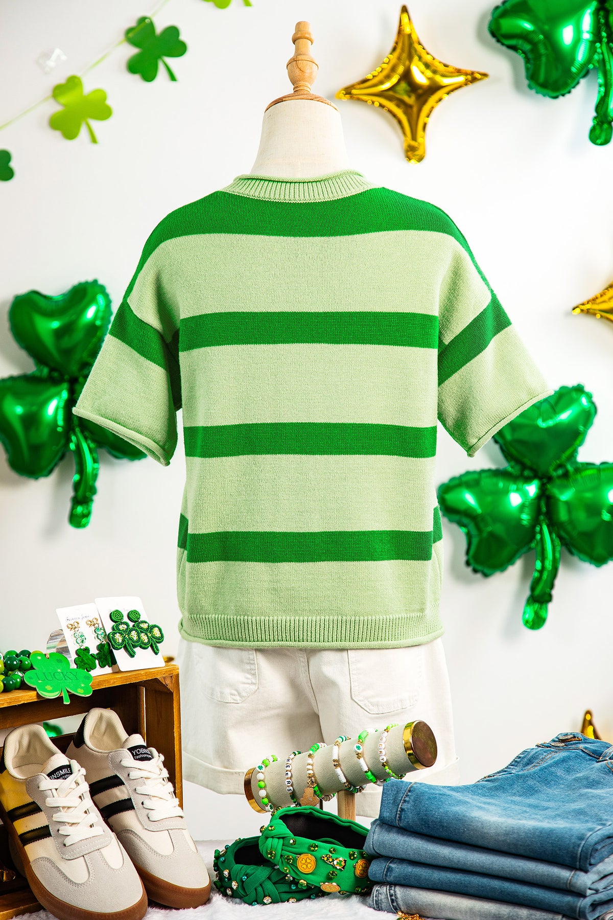 KaleaBoutique Comfortable Oh for Lucks Sake St Patricks Day Short Sleeve Sweater - KaleaBoutique.com