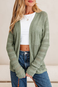 KaleaBoutique Stylish Scalloped Edge Eyelet Knit Batwing Sleeve Cardigan - KaleaBoutique.com