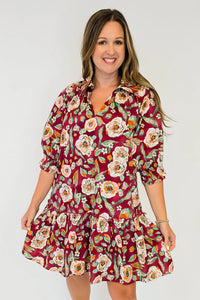 KaleaBoutique Stylish Floral Print Half Sleeve Short Shift Dress - KaleaBoutique.com