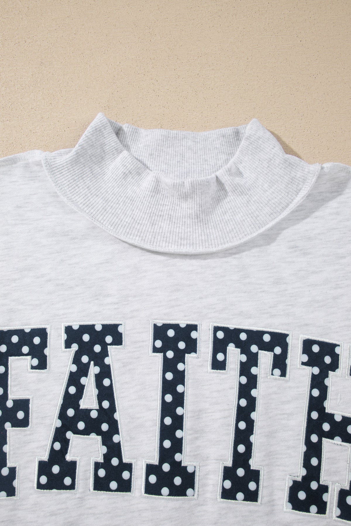 KaleaBoutique Comfortable High Neck Polka Dot Slogan Printed Baggy Sweatshirt - KaleaBoutique.com