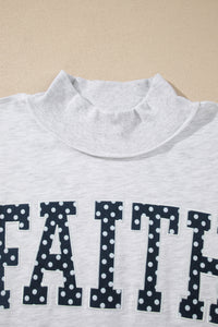 KaleaBoutique Comfortable High Neck Polka Dot Slogan Printed Baggy Sweatshirt - KaleaBoutique.com