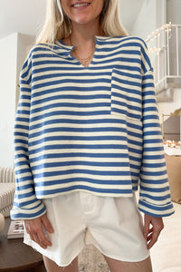 KaleaBoutique Comfortable Chest Pocket Buttoned Back Notched V Neck Top - KaleaBoutique.com