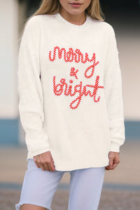 KaleaBoutique Striped Merry Bright Letter Christmas Sweater - KaleaBoutique.com