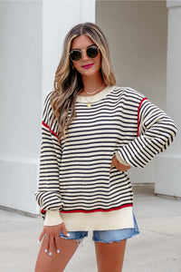 Ribbed Trim Drop Shoulder Oversized Sweater - KaleaBoutique.com