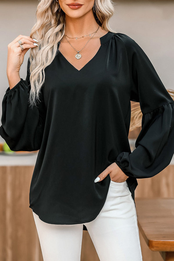 KaleaBoutique Stylish V Neck Long Puff Sleeve Top - KaleaBoutique.com