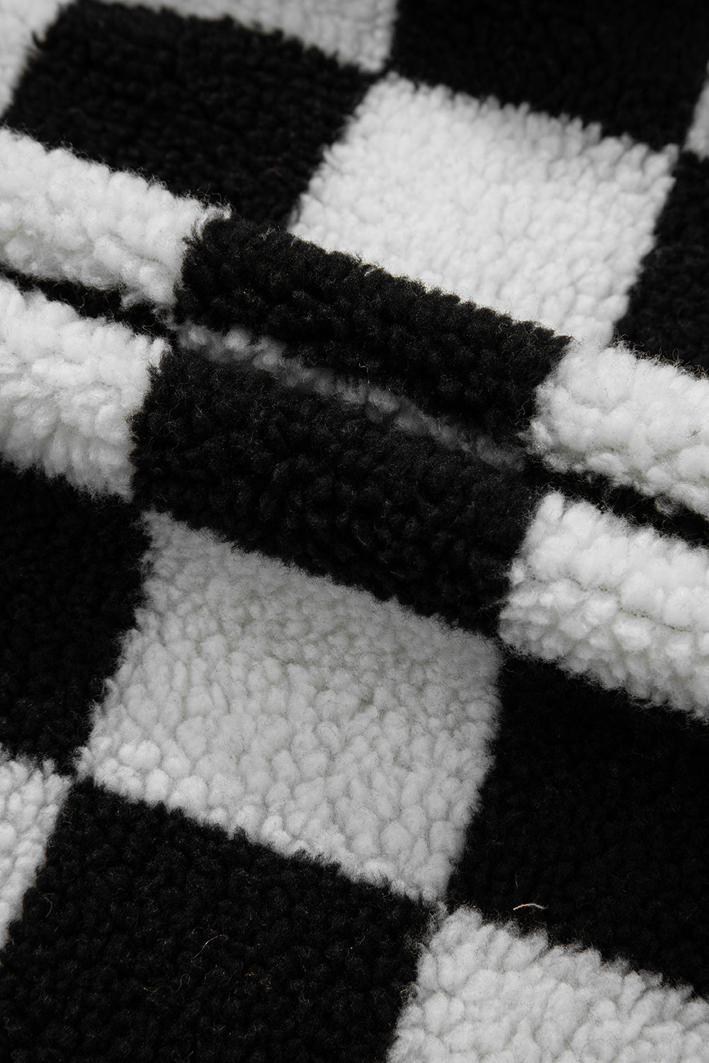 KaleaBoutique Checkered Side Pockets Collared Buttoned Fleece Jacket - KaleaBoutique.com
