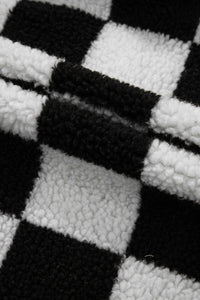 KaleaBoutique Checkered Side Pockets Collared Buttoned Fleece Jacket - KaleaBoutique.com