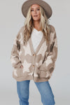 KaleBoutique Stylish Sherpa Star Pattern Textured Sweater Cardigan with Pockets - KaleaBoutique.com