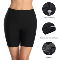 Women's Black High-Waist Longline Swim Shorts - KaleaBoutique.com