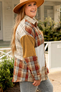 Plus Size Plaid Patchwork Button up Shacket - KaleaBoutique.com