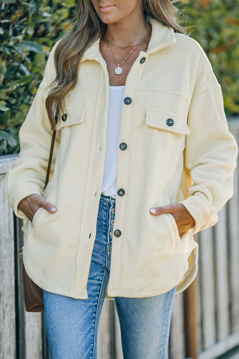 Turn Down Collar Buttoned Shirt Jacket - KaleaBoutique.com