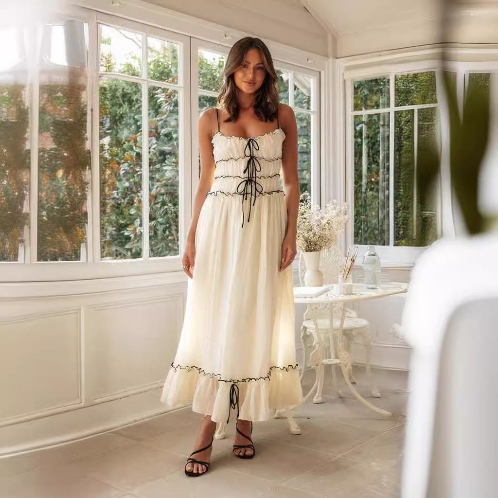 Women's Bow-Detail Spaghetti-Strap Ruffle-Hem Maxi Dress - KaleaBoutique.com