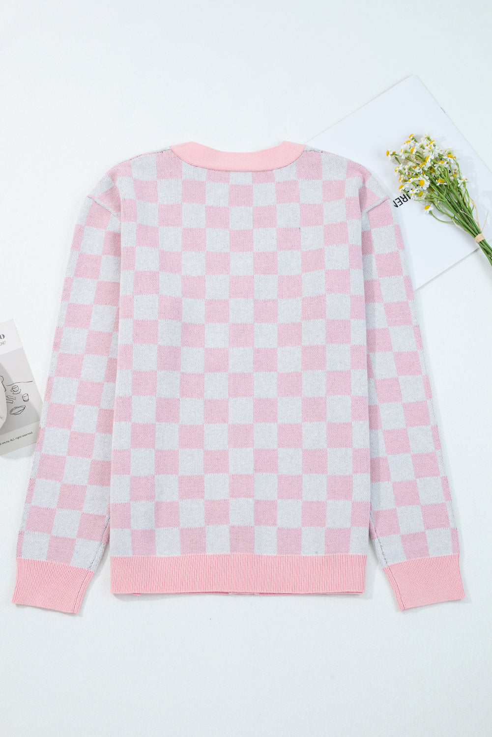 KaleaBoutique Comfortable Checkered Christmas Tree Pattern Button V Neck Cardigan Sweater - KaleaBoutique.com