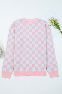 KaleaBoutique Comfortable Checkered Christmas Tree Pattern Button V Neck Cardigan Sweater - KaleaBoutique.com