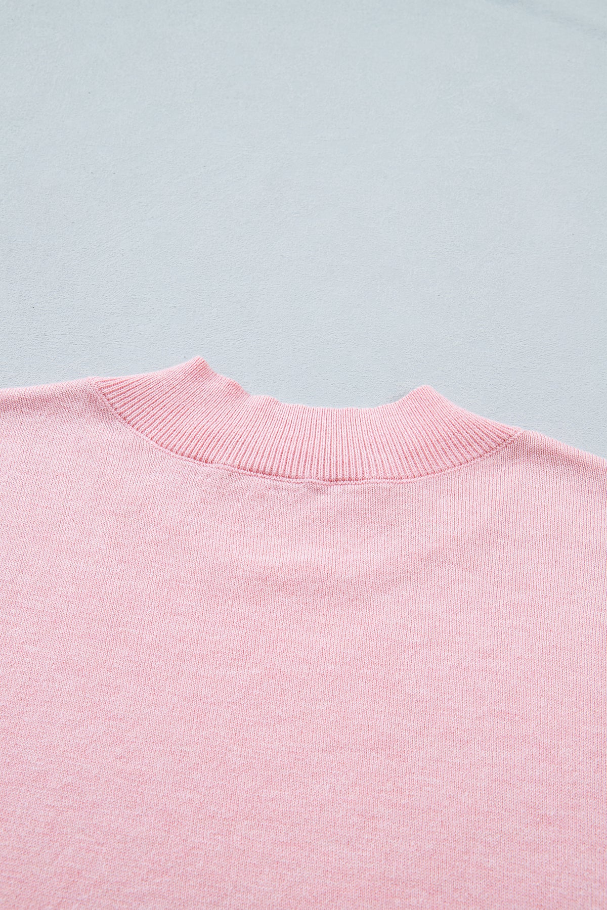 KaleaBoutique Comfortable Stand Neck Contrast Wavy Trim Short Sleeve Sweater - KaleaBoutique.com